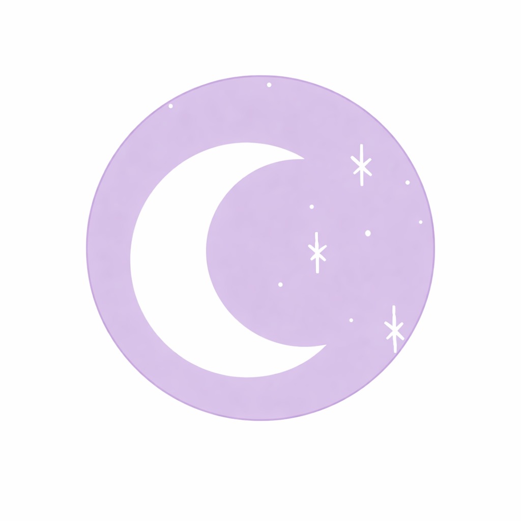 Lua lilás com estrelas